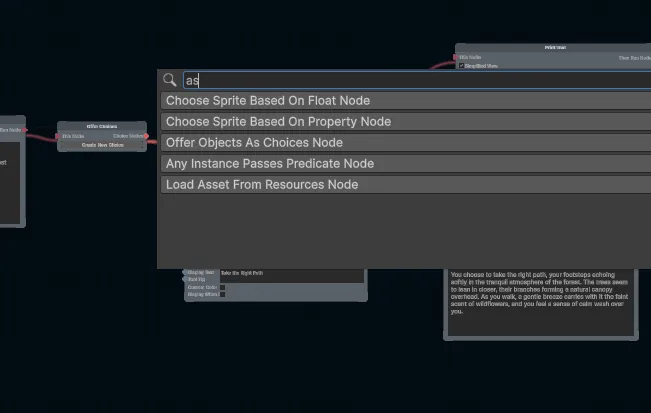 The node search window.
