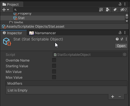 A screenshot of a StatScriptableObject Inspector window